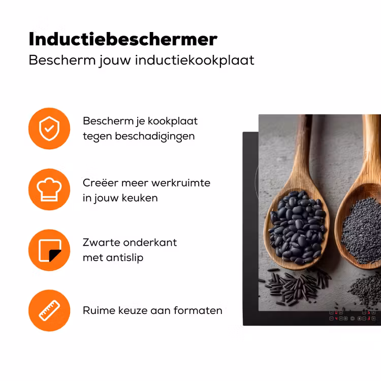 Houten - Lepels - Rijst - Zaden Inductie beschermer vinyl 3mm klein -zzzzzzz-td-ups