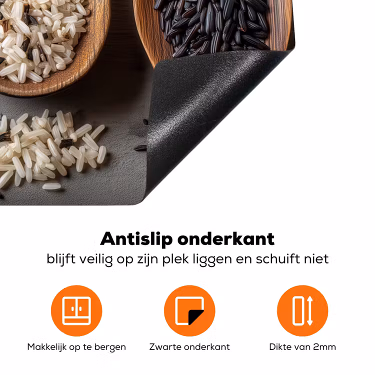 Houten - Lepels - Rijst - Zaden Inductie beschermer vinyl 3mm klein -zzzzzzz-td-onderkant