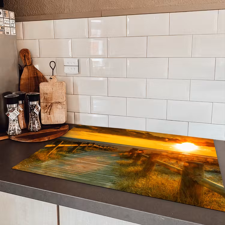 Houten Pad naar de Zonsondergang Inductie beschermer vinyl 3mm klein -sfeer3