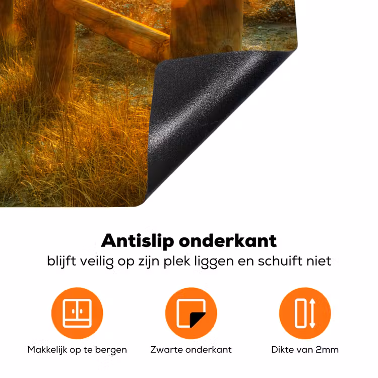 Houten Pad naar de Zonsondergang Inductie beschermer vinyl 3mm klein -zzzzzzz-td-onderkant