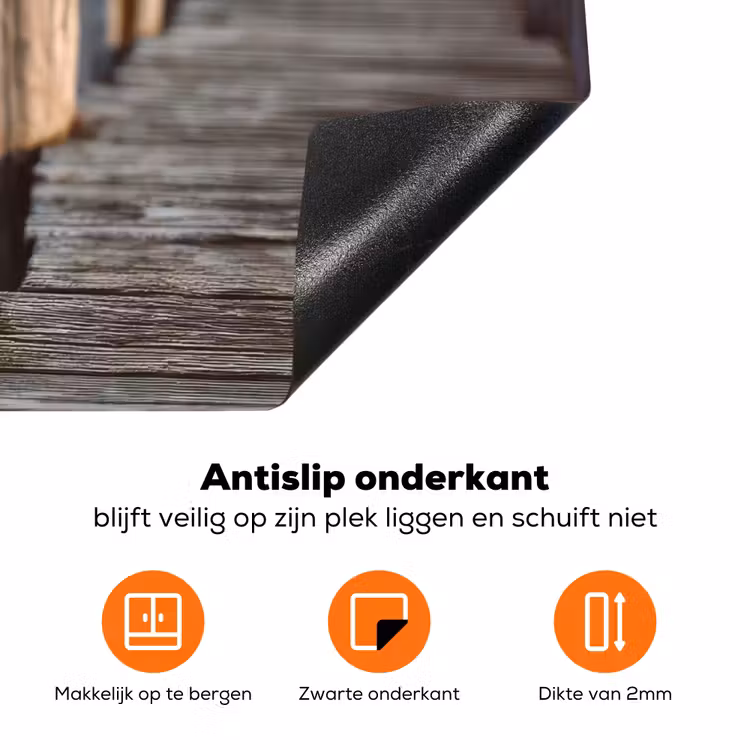 Houten steiger - Helderblauwe lucht Inductie beschermer vinyl 3mm klein -zzzzzzz-td-onderkant