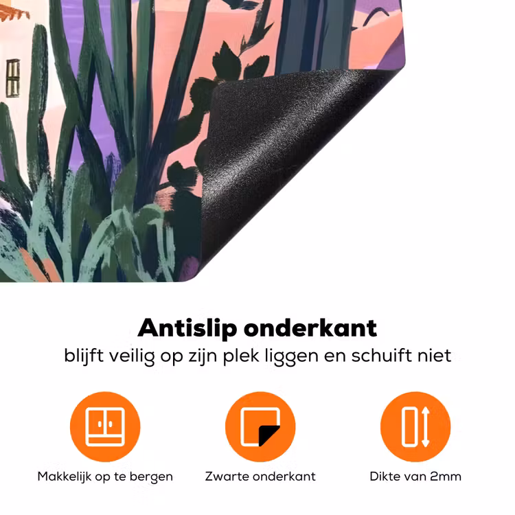 Huizen - Minimalistisch - Palmbomen - Kust Inductie beschermer vinyl 3mm klein -zzzzzzz-td-onderkant