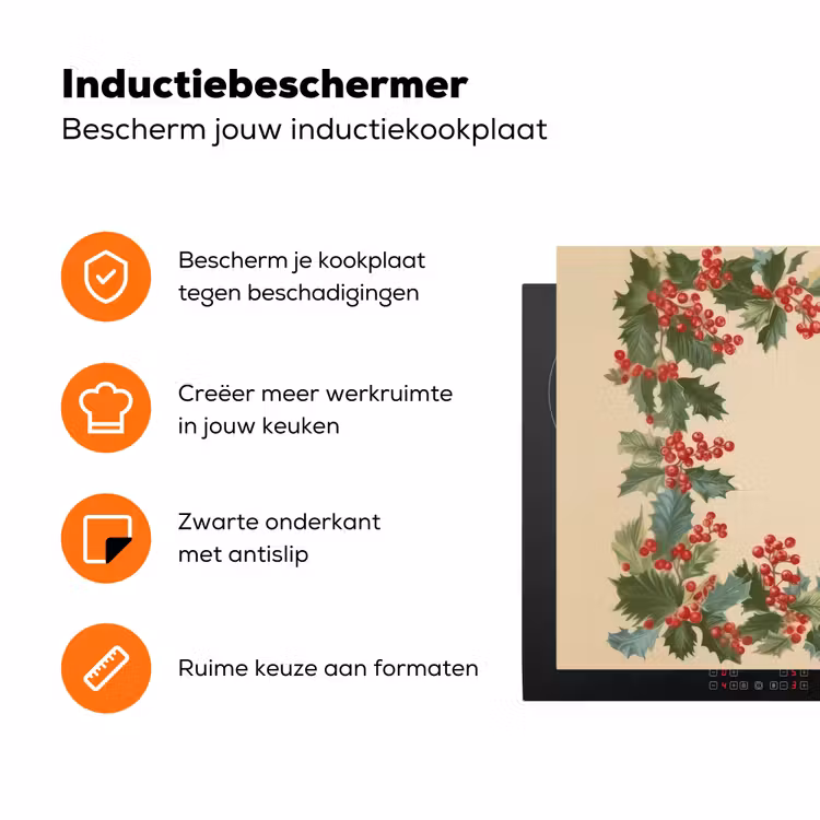Hulstrand - Bessen - Beige Inductie beschermer vinyl 3mm klein -zzzzzzz-td-ups