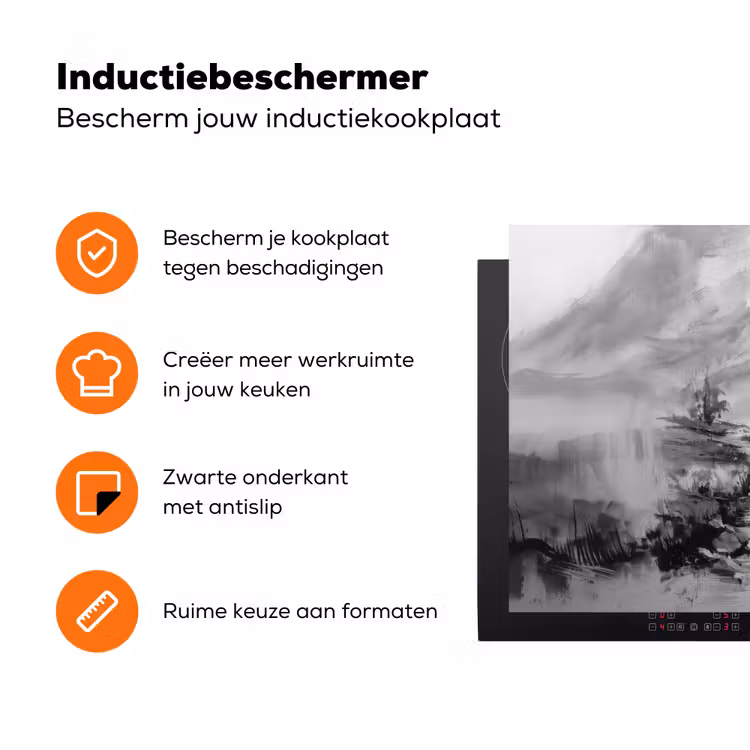 Hut - Grijs - Bergen - Mistig Inductie beschermer vinyl 3mm klein -zzzzzzz-td-ups