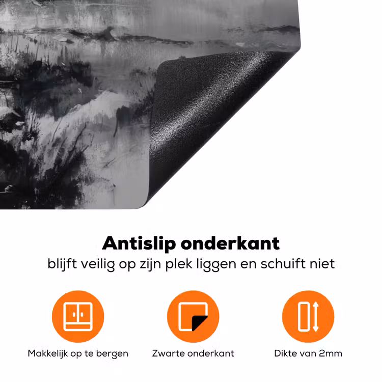 Hut - Grijs - Bergen - Mistig Inductie beschermer vinyl 3mm klein -zzzzzzz-td-onderkant