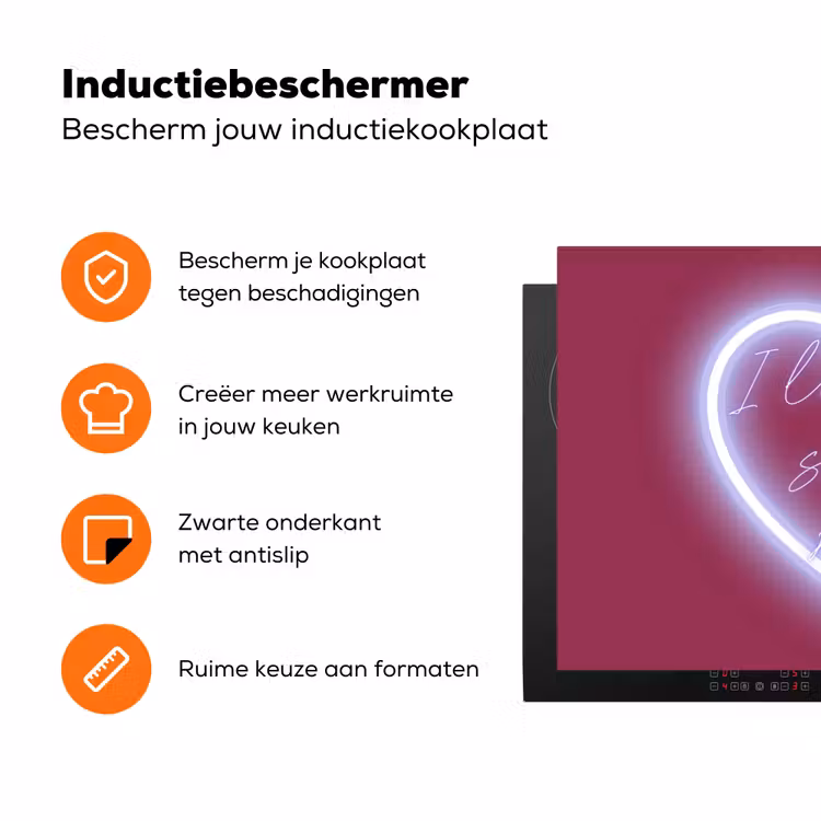 I liked it so it's mine - Neon hart - Roze Inductie beschermer vinyl 3mm klein -zzzzzzz-td-ups
