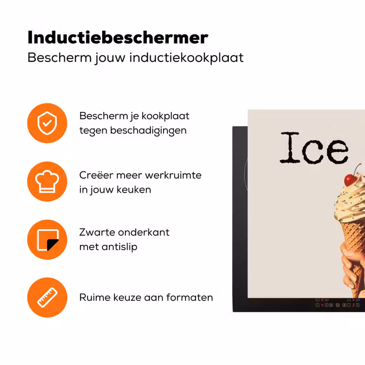 Ice cream - Softijs - Kleurrijk - Kers Inductie beschermer vinyl 3mm klein -zzzzzzz-td-ups