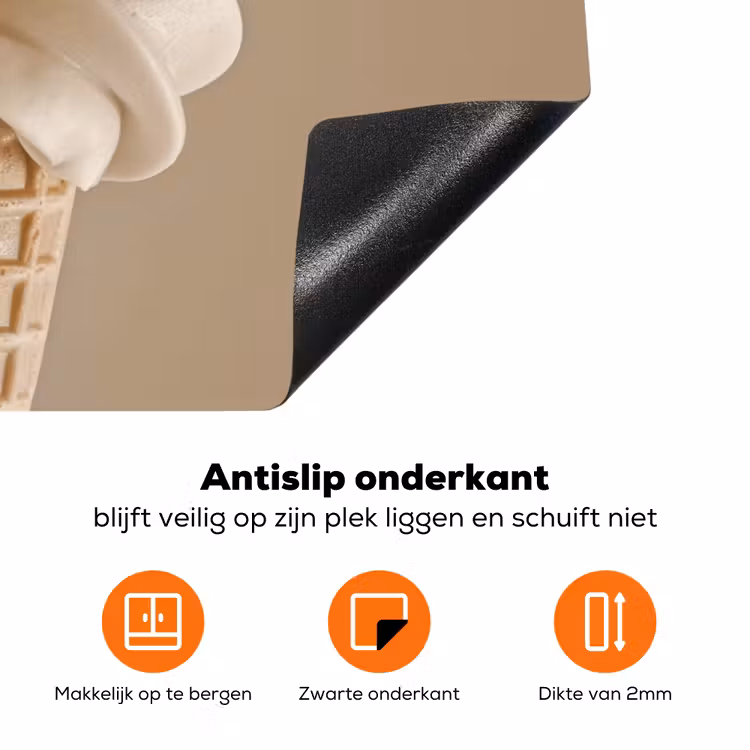 IJs - Softijs - Romig - Hoorntje - Beige Inductie beschermer vinyl 3mm klein -zzzzzzz-td-onderkant