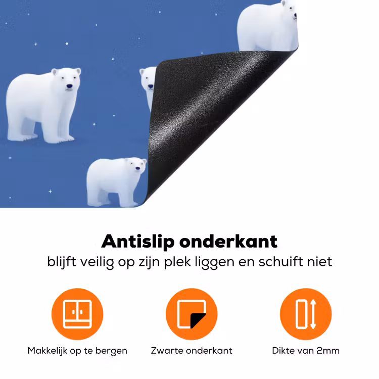 IJsbeer - Patroon - Blauw Inductie beschermer vinyl 3mm klein 276 -zzzzzzz-td-onderkant