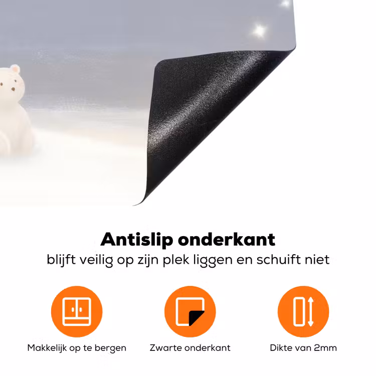 Ijsbeer - Sneeuw - Sterren - Blauw Inductie beschermer vinyl 3mm klein -zzzzzzz-td-onderkant