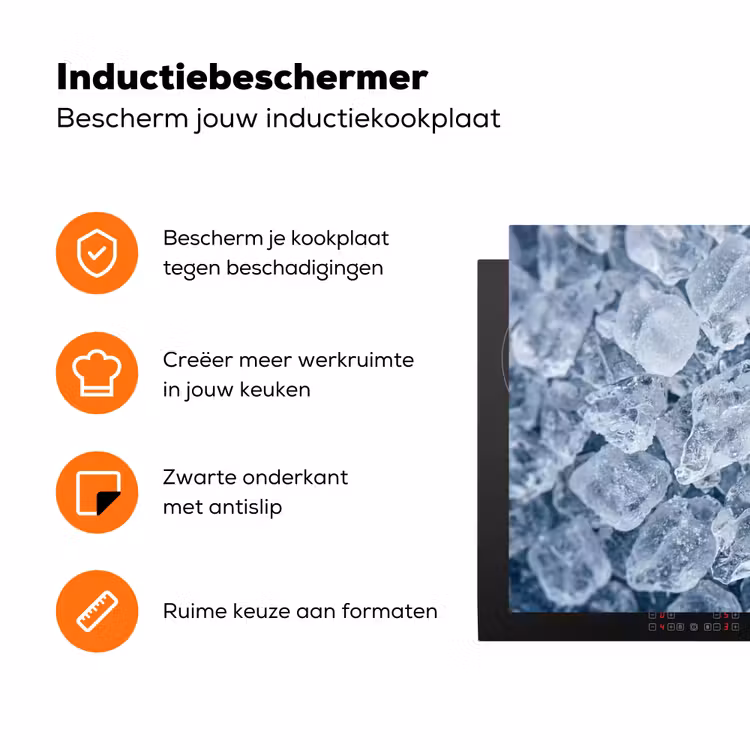 Ijsblokjes - Water - Blauw Inductie beschermer vinyl 3mm klein -zzzzzzz-td-ups