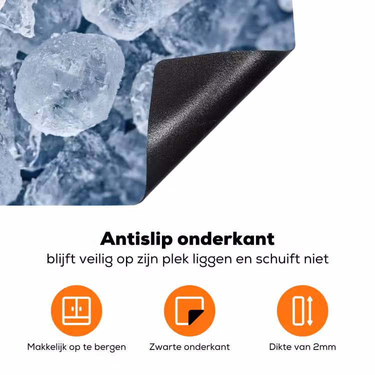 Ijsblokjes - Water - Blauw Inductie beschermer vinyl 3mm klein -zzzzzzz-td-onderkant