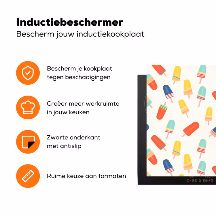 IJsjes - Speels - Kleurrijk Inductie beschermer vinyl 3mm klein 276 -zzzzzzz-td-ups