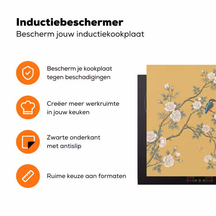 IJsvogels - Bloesem - Geel Inductie beschermer vinyl 3mm klein -zzzzzzz-td-ups