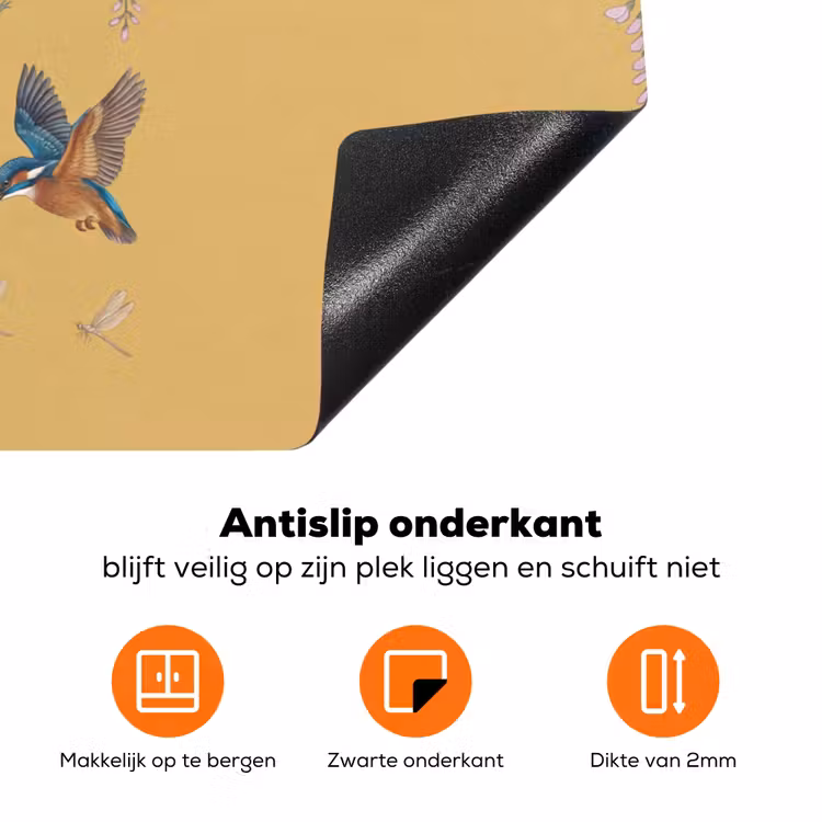 IJsvogels - Bloesem - Geel Inductie beschermer vinyl 3mm klein -zzzzzzz-td-onderkant