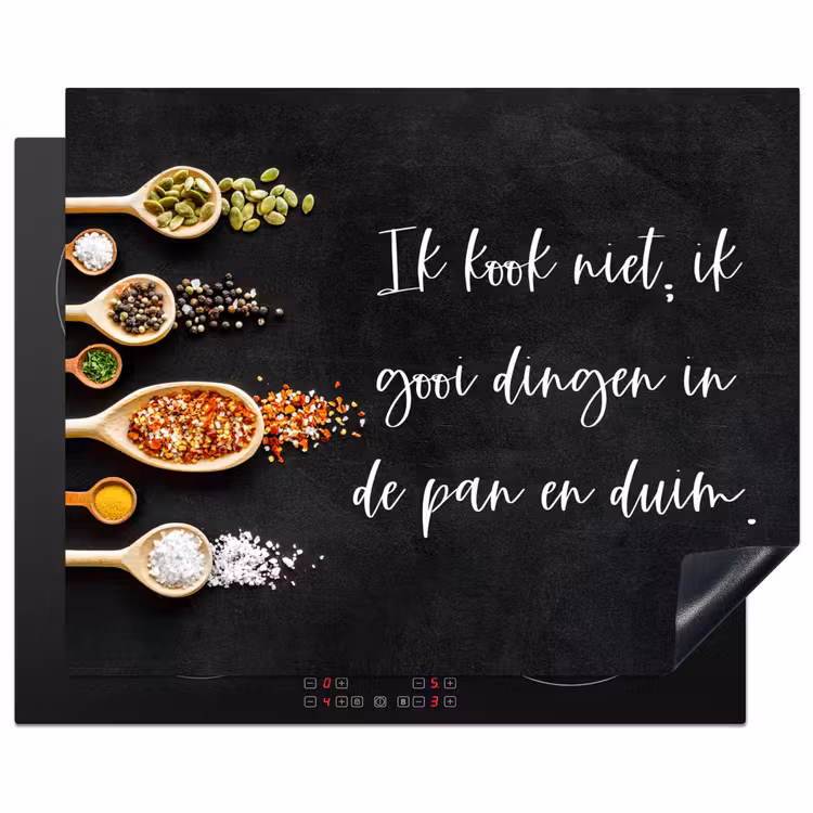 Ik gooi dingen in de pan en duim - Keuken - Quotes - Spreuken - Humor Inductie beschermer vinyl 3mm groot -3d