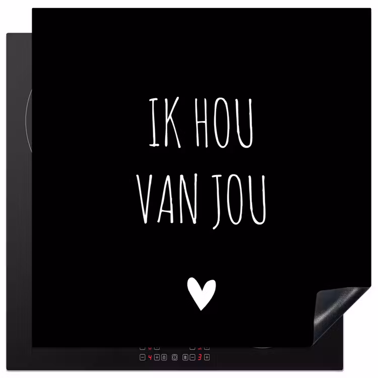 Ik hou van jou - Spreuken - Quotes Inductie beschermer vinyl 3mm middel -3d