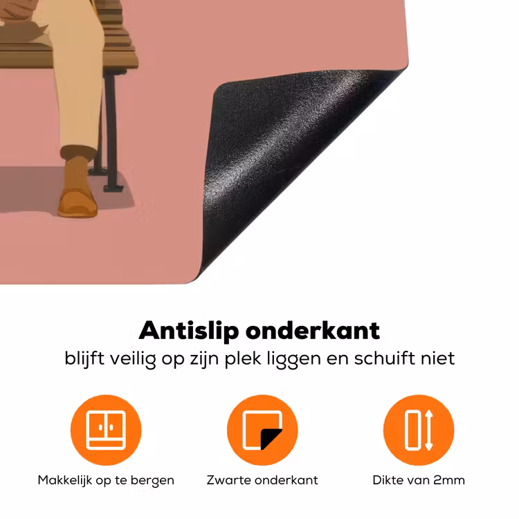 Illustratie - Bankje - Personen - Minimalistisch Inductie beschermer vinyl 3mm klein -zzzzzzz-td-onderkant