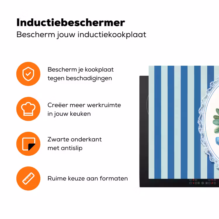 Illustratie - Bessen - Blauw - Strepen Inductie beschermer vinyl 3mm klein -zzzzzzz-td-ups