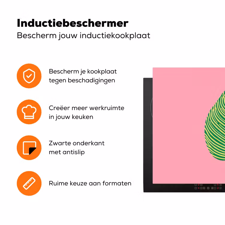 Illustratie - Blad - Minimalistisch - Groen Inductie beschermer vinyl 3mm klein -zzzzzzz-td-ups