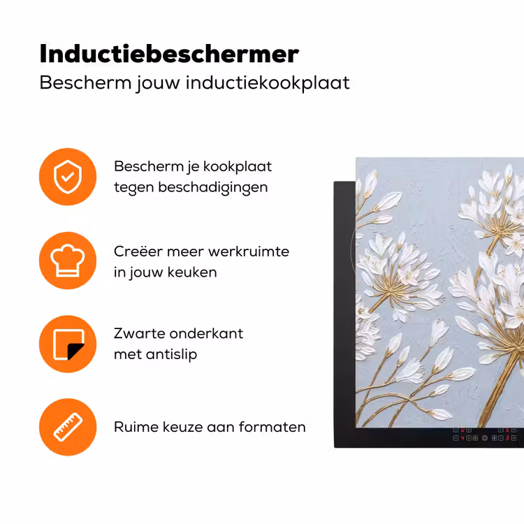 Illustratie - Bloemen - Blauw Inductie beschermer vinyl 3mm klein -zzzzzzz-td-ups