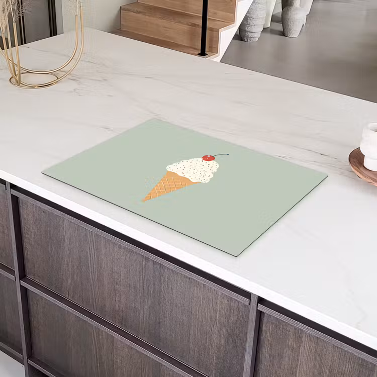 Illustratie - Ijsje - Spikkels - Kers Inductie beschermer vinyl 3mm klein -sfeer8