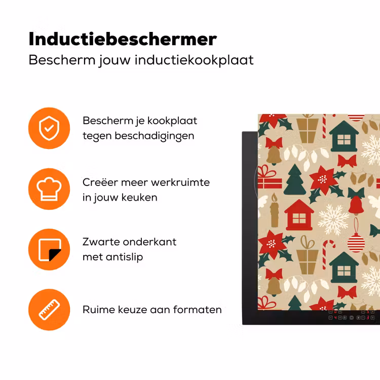 Illustratie - Kerst - Beige Inductie beschermer vinyl 3mm klein 276 -zzzzzzz-td-ups