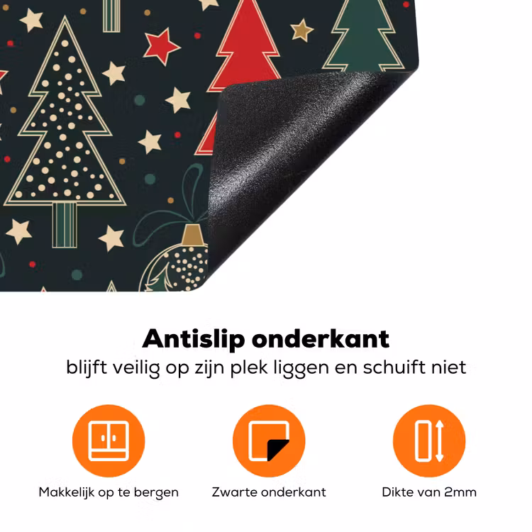 Illustratie - Kerst - Sterren - Groen Inductie beschermer vinyl 3mm klein 276 -zzzzzzz-td-onderkant