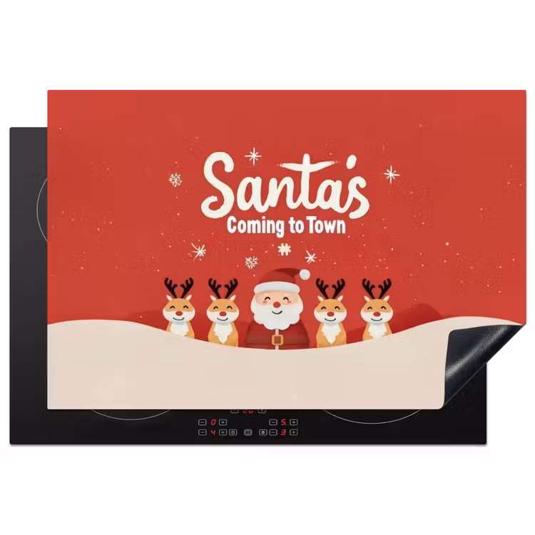 Illustratie - Kerstman - Rendieren - Rood Inductie beschermer vinyl 3mm klein -3d
