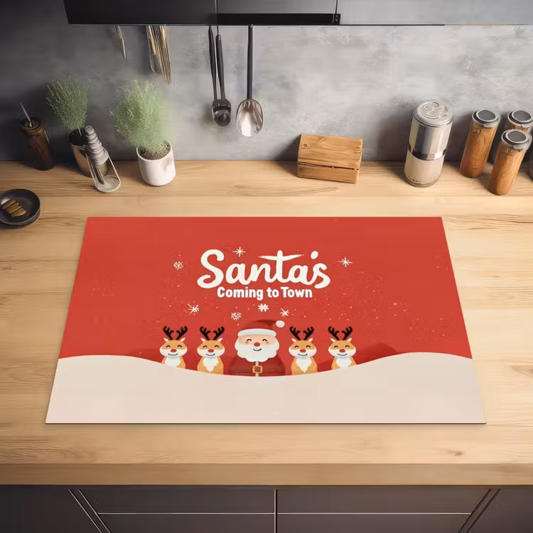 Illustratie - Kerstman - Rendieren - Rood Inductie beschermer vinyl 3mm klein -sfeer5