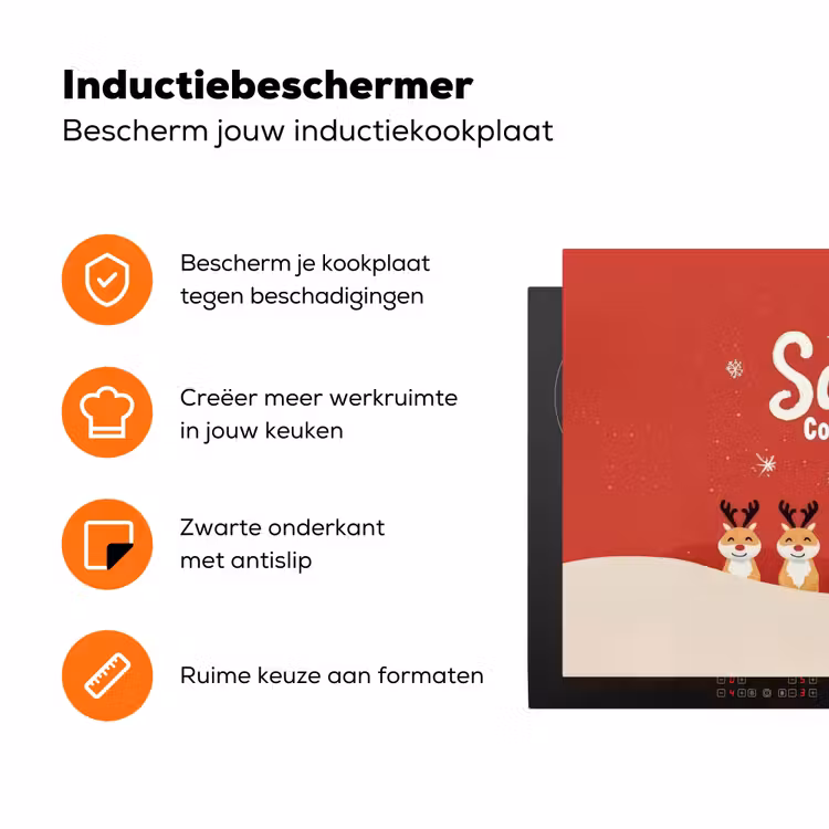 Illustratie - Kerstman - Rendieren - Rood Inductie beschermer vinyl 3mm klein -zzzzzzz-td-ups