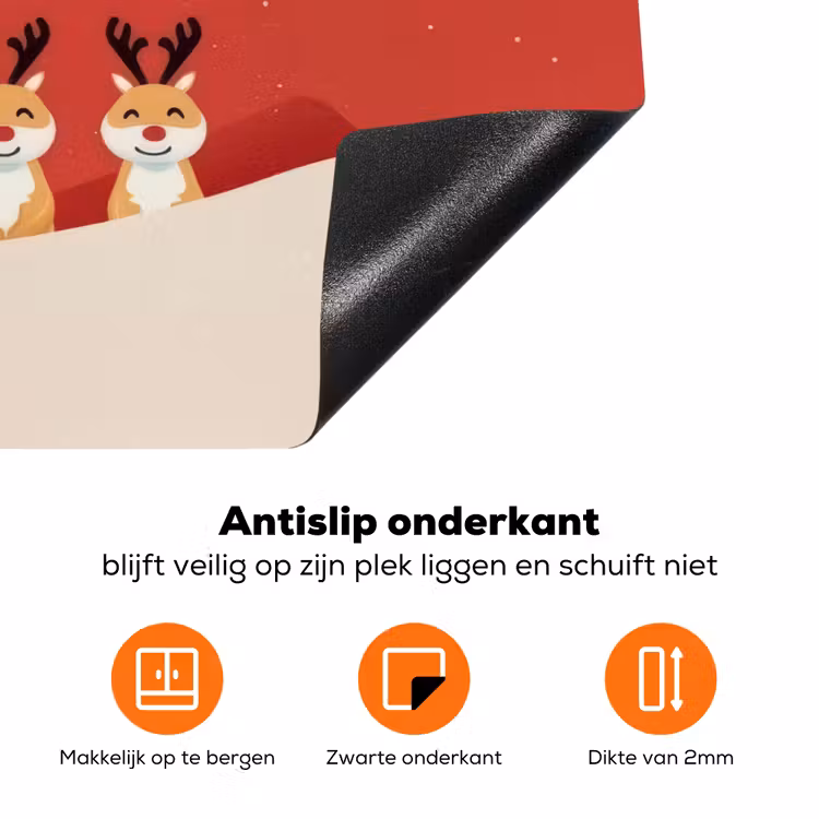 Illustratie - Kerstman - Rendieren - Rood Inductie beschermer vinyl 3mm klein -zzzzzzz-td-onderkant