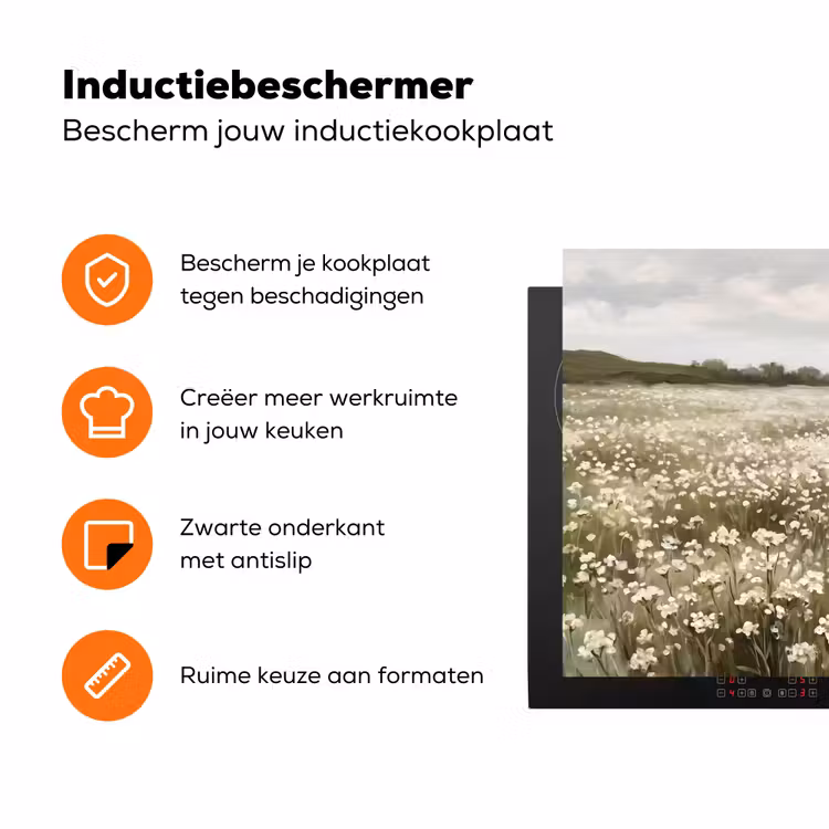 Illustratie - Landschap - Wit Inductie beschermer vinyl 3mm klein -zzzzzzz-td-ups