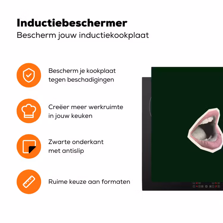 Illustratie - Mond - Donkergroen - Tekstwolkje Inductie beschermer vinyl 3mm klein -zzzzzzz-td-ups
