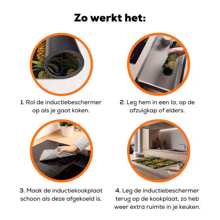Illustratie - Patroon - Ananas Inductie beschermer vinyl 3mm klein 276 -zzzzzzz-td-werking