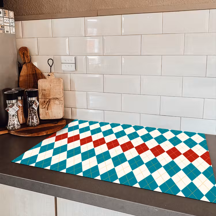 Illustratie - Ruiten - Rood - Groen Inductie beschermer vinyl 3mm klein 276 -sfeer3