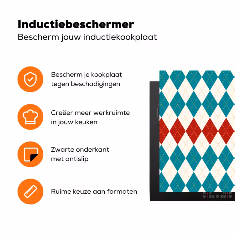 Illustratie - Ruiten - Rood - Groen Inductie beschermer vinyl 3mm klein 276 -zzzzzzz-td-ups