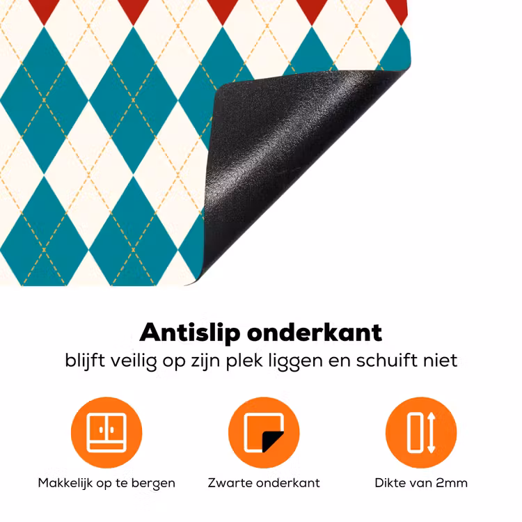 Illustratie - Ruiten - Rood - Groen Inductie beschermer vinyl 3mm klein 276 -zzzzzzz-td-onderkant