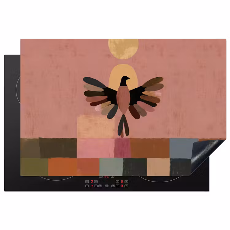 Illustratie - Vogel - Vlakken - Kleurrijk Inductie beschermer vinyl 3mm klein -3d