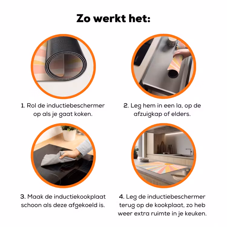 Illustratie - Zon - Pastelkleuren Inductie beschermer vinyl 3mm klein -zzzzzzz-td-werking