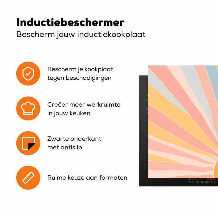 Illustratie - Zon - Pastelkleuren Inductie beschermer vinyl 3mm klein -zzzzzzz-td-ups