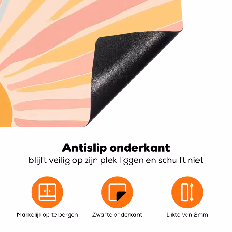 Illustratie - Zon - Pastelkleuren Inductie beschermer vinyl 3mm klein -zzzzzzz-td-onderkant