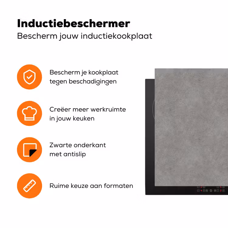 Industrieel - Patroon - Beton Inductie beschermer vinyl 3mm klein 276 -zzzzzzz-td-ups