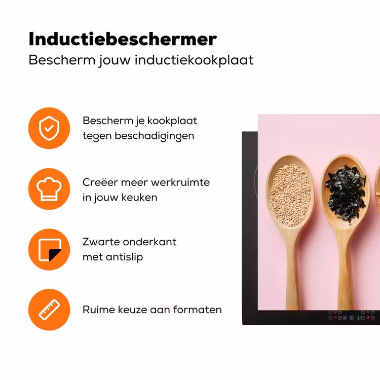 Ingrediënten - Lepels - Hout - Roze Inductie beschermer vinyl 3mm klein -zzzzzzz-td-ups