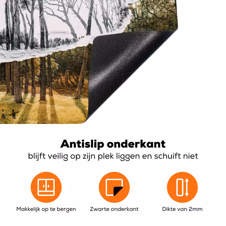 Italiaans landschap parasoldennen - Kunst - Hendrik Voogd - Schilderij - Zwart wit - Oude meesters Inductie beschermer vinyl 3mm klein -zzzzzzz-td-onderkant