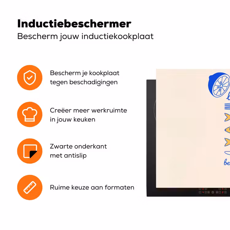 Italië - Eten - Citroen - Vis - Grafisch Inductie beschermer vinyl 3mm klein -zzzzzzz-td-ups