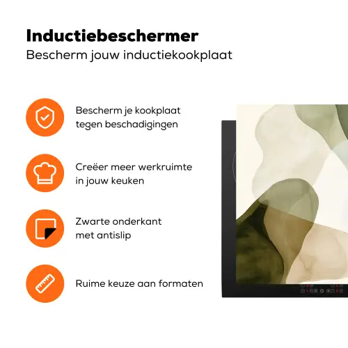 Japandi - Abstract - Groen Inductie beschermer vinyl 3mm klein -zzzzzzz-td-ups