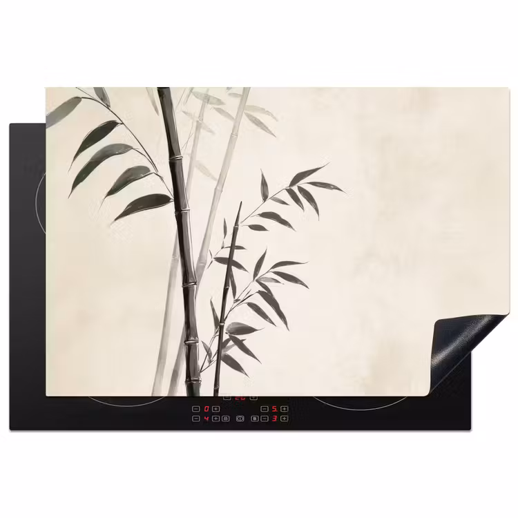 Japandi - Bamboe - Beige Inductie beschermer vinyl 3mm klein -3d