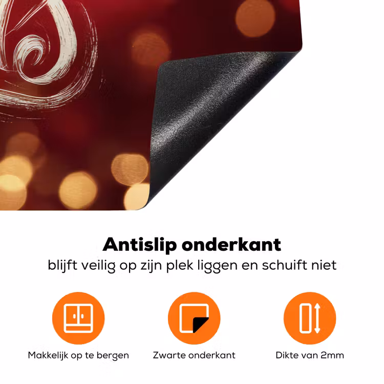 Jingle - Bells - Kerst - Rood Inductie beschermer vinyl 3mm klein -zzzzzzz-td-onderkant