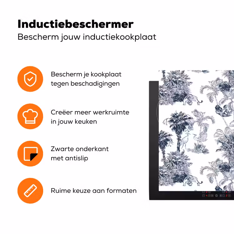 Jungle - Beplanting - Blauw Inductie beschermer vinyl 3mm klein 276 -zzzzzzz-td-ups